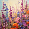 Diamond painting of a vibrant lavender flower field with purple, pink, and blue blooms.