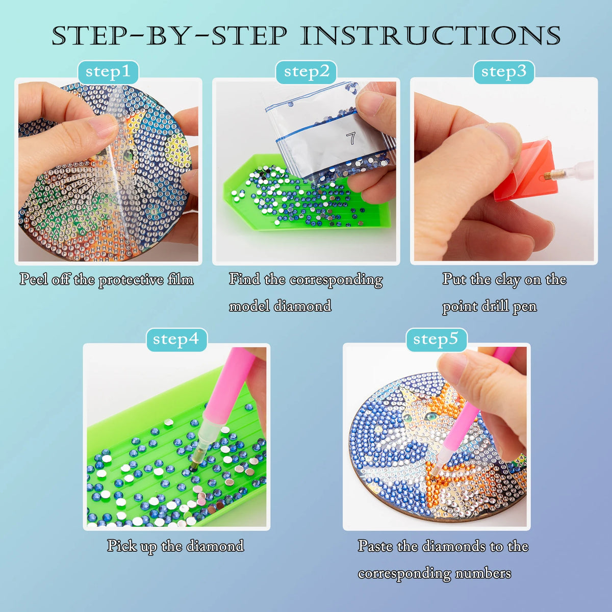 DIY Diamond Art Coaster Kit with Stand