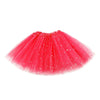 A bright pink sparkling tulle tutu dress for girls with a layered skirt.