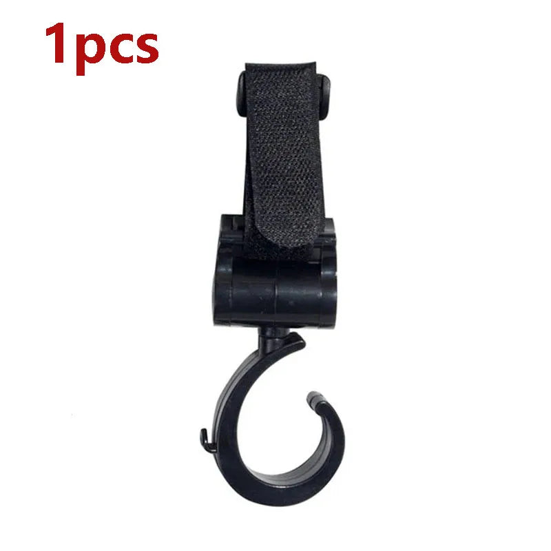 Black universal multi-purpose stroller hooks for shopping and baby bags