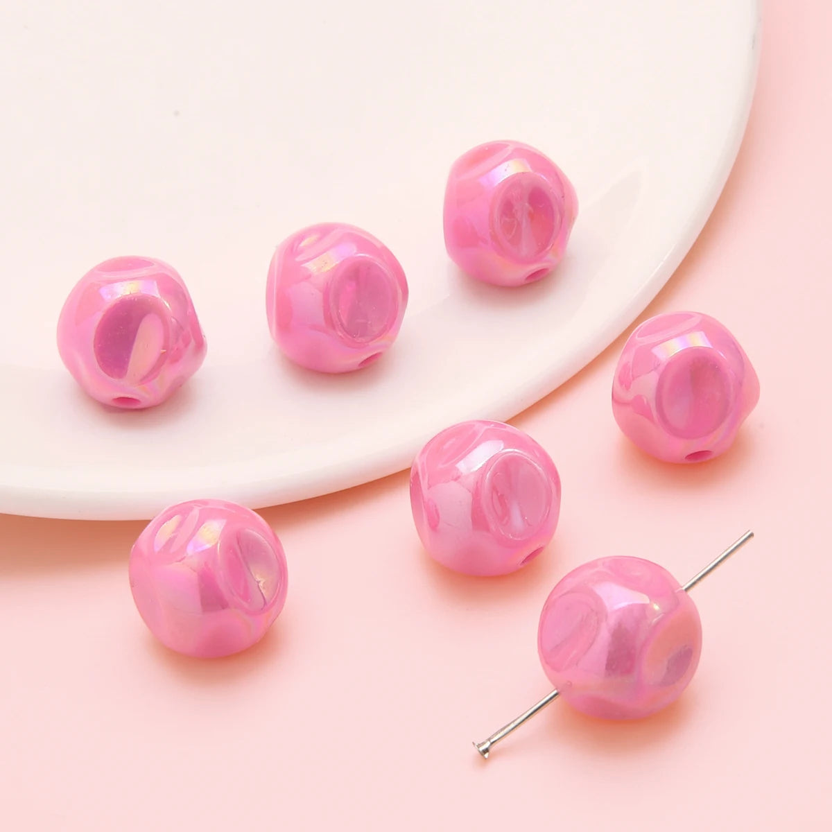 Galaxy Acrylic Beads for Jewelry Making – Round Spacer Beads in Candy Colors