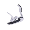 Silver aluminium alloy quick-release guitar capo with a black grip