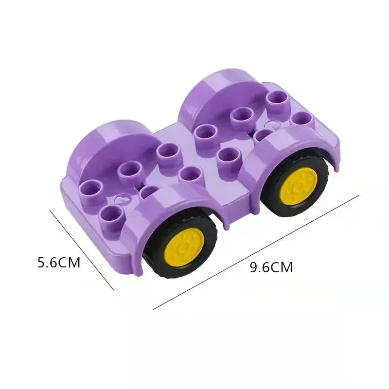 Purple city traffic vehicle building blocks set with trucks and buses