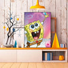 A diamond painting kit featuring an illustration of SpongeBob SquarePants in a yellow and green style.