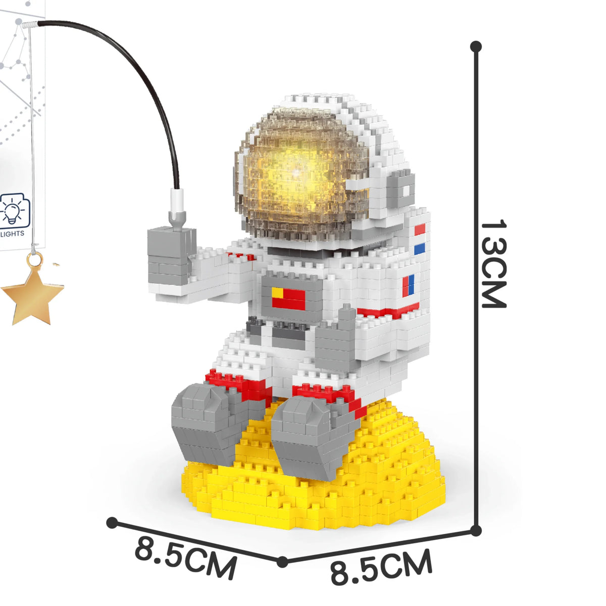 Luminous Astronaut Moon Building Blocks Set with LED Light Technology
