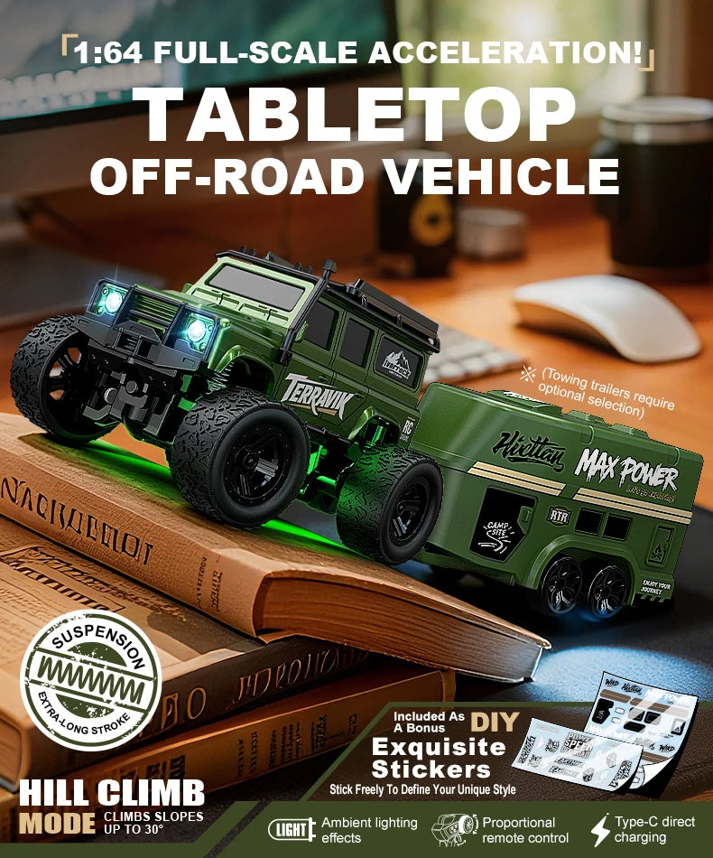 Mini Remote Control Climbing Car with Trailer