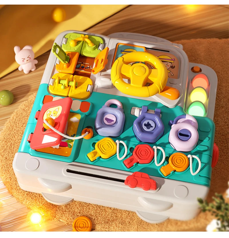 Montessori Busy Board with Lights and Music for Toddlers