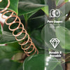 A coil of pure copper wire is shown next to a green plant, highlighting its durability and suitability for electroculture.