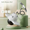 A white panda-shaped bounce ball with a handle is shown next to icons representing heart, brain, and body.