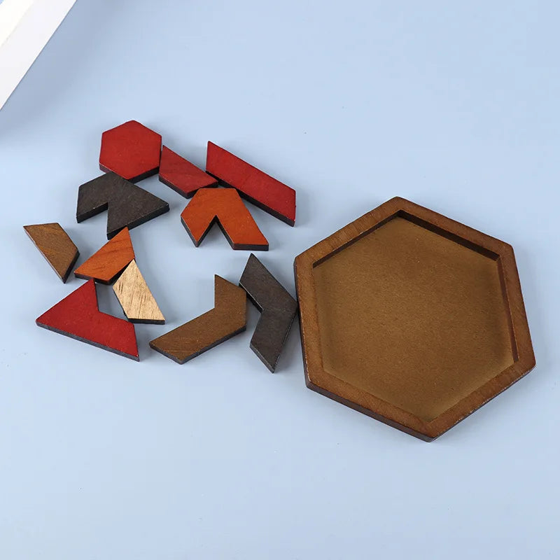Hexagonal Wooden Puzzle — Interlocking Brain Teaser for Adults