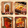 A transparent dustproof cover and exquisite details of a wooden 3D puzzle music box model kit labeled Factory Since 1487.