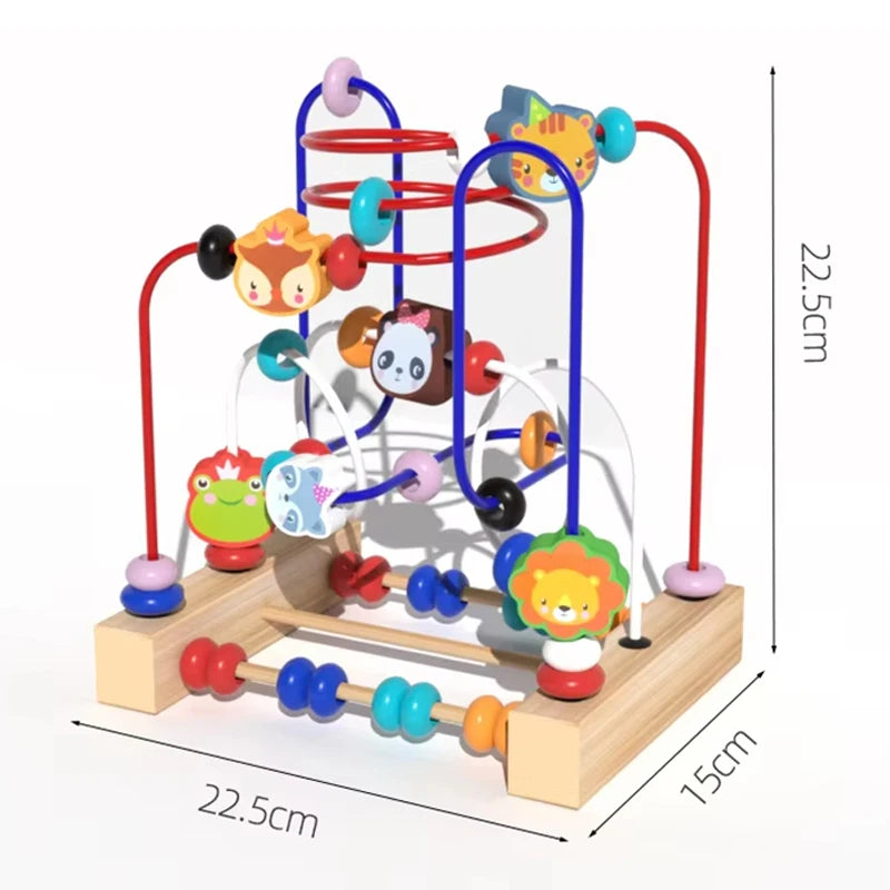 Wooden Bead Maze Roller Coaster Toy for Toddlers