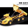 A yellow KDW Alloy car realistic rendering of a dump truck model.