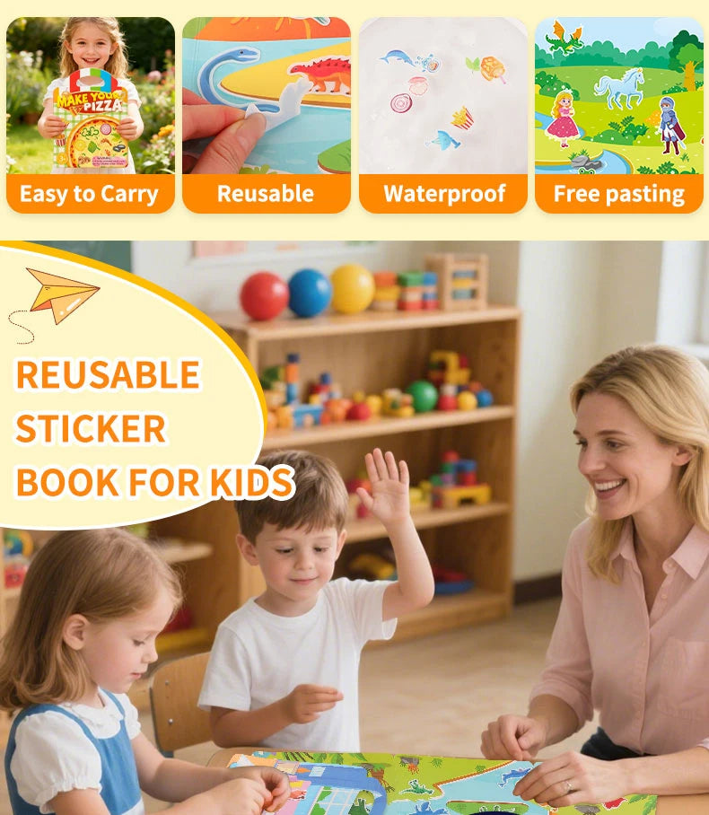 Reusable Jelly Sticker Books for Kids - Animal & Ocean Themes