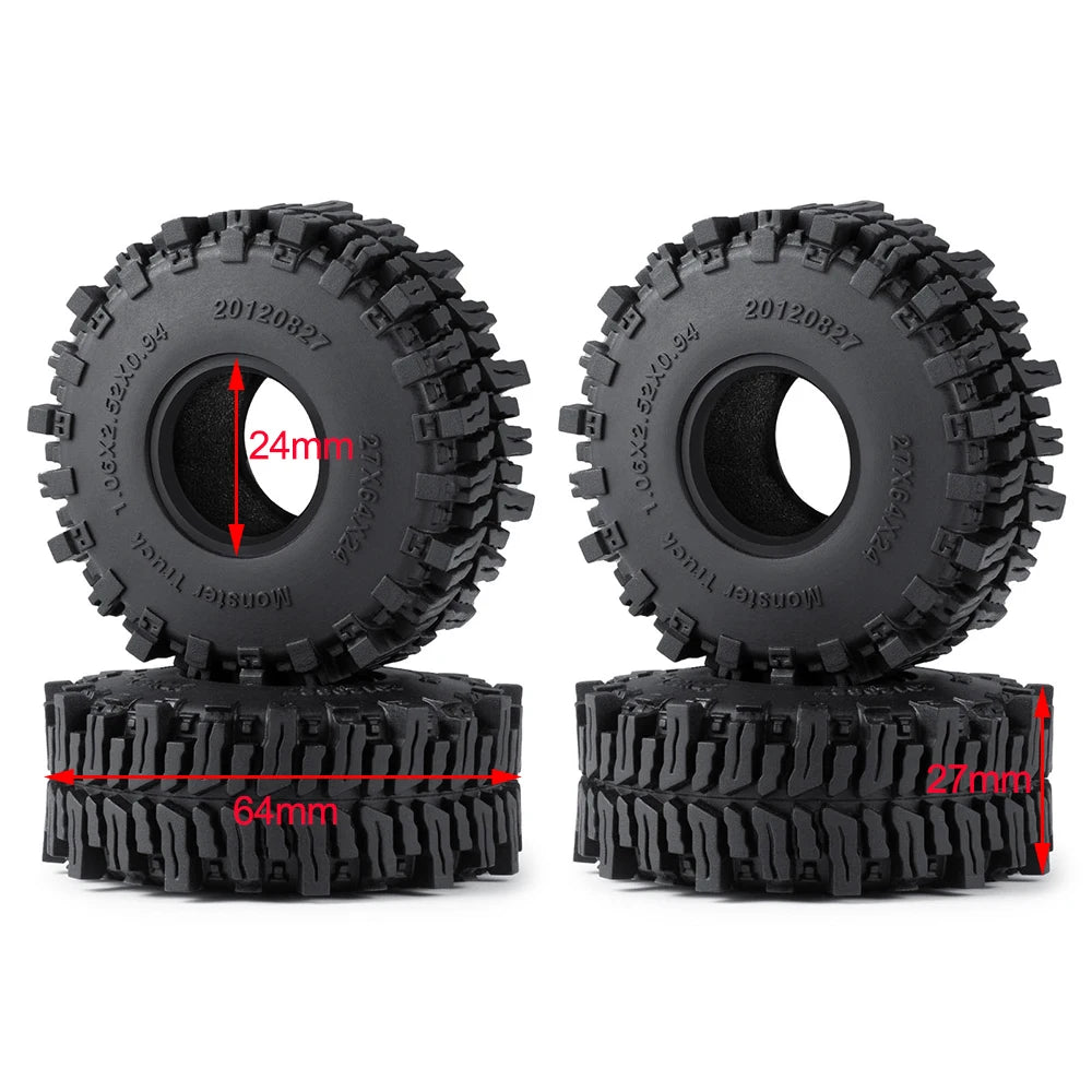 Mud Terrain RC Tires for 1/18 and 1/24 Micro Crawlers