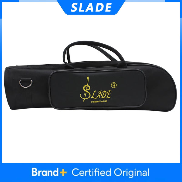 Black durable brass trumpet carrying bag with a handle and gold dollar sign logo
