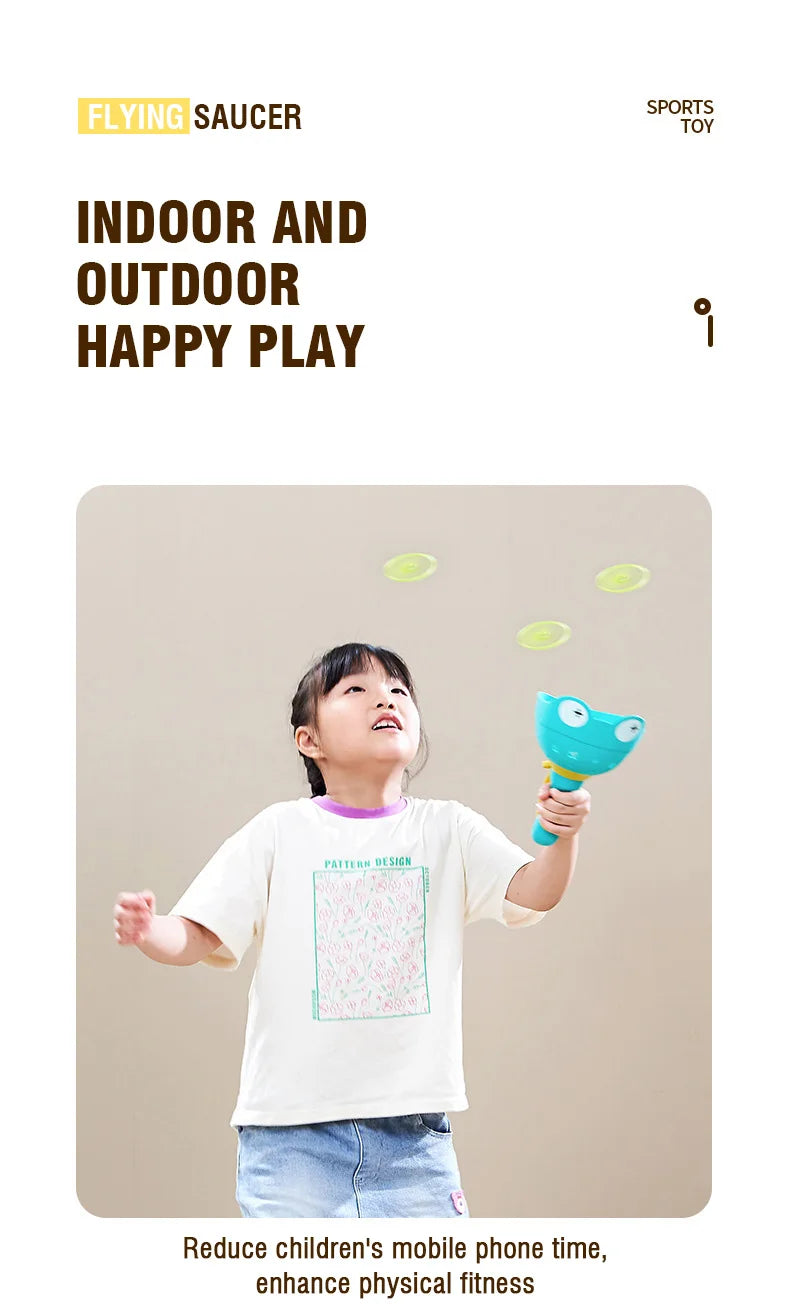 Pull-String Flying Saucer Launcher Toy for Kids