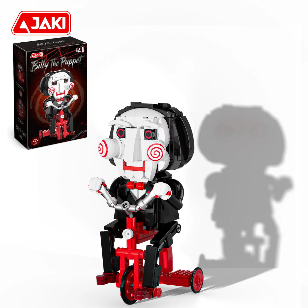 A black and red puppet model built from the Billy The Puppet character, shown in a side view.