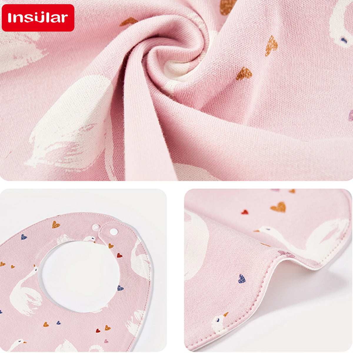 Soft Cotton Waterproof Baby Bibs (3-Pack, U-Shaped Design)
