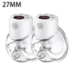 A white electric breast pump with silicone flanges is shown against a white background.