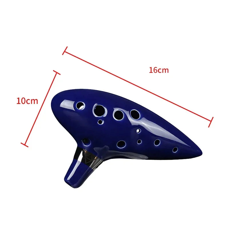 12-Hole Ceramic Ocarina in Alto C with Blue Glaze