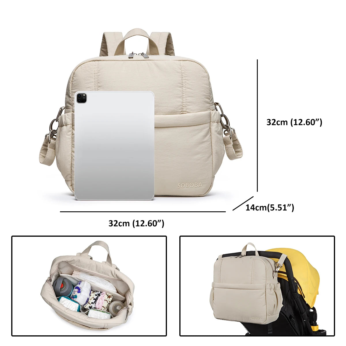 Large Capacity Diaper Backpack with Multiple Pockets