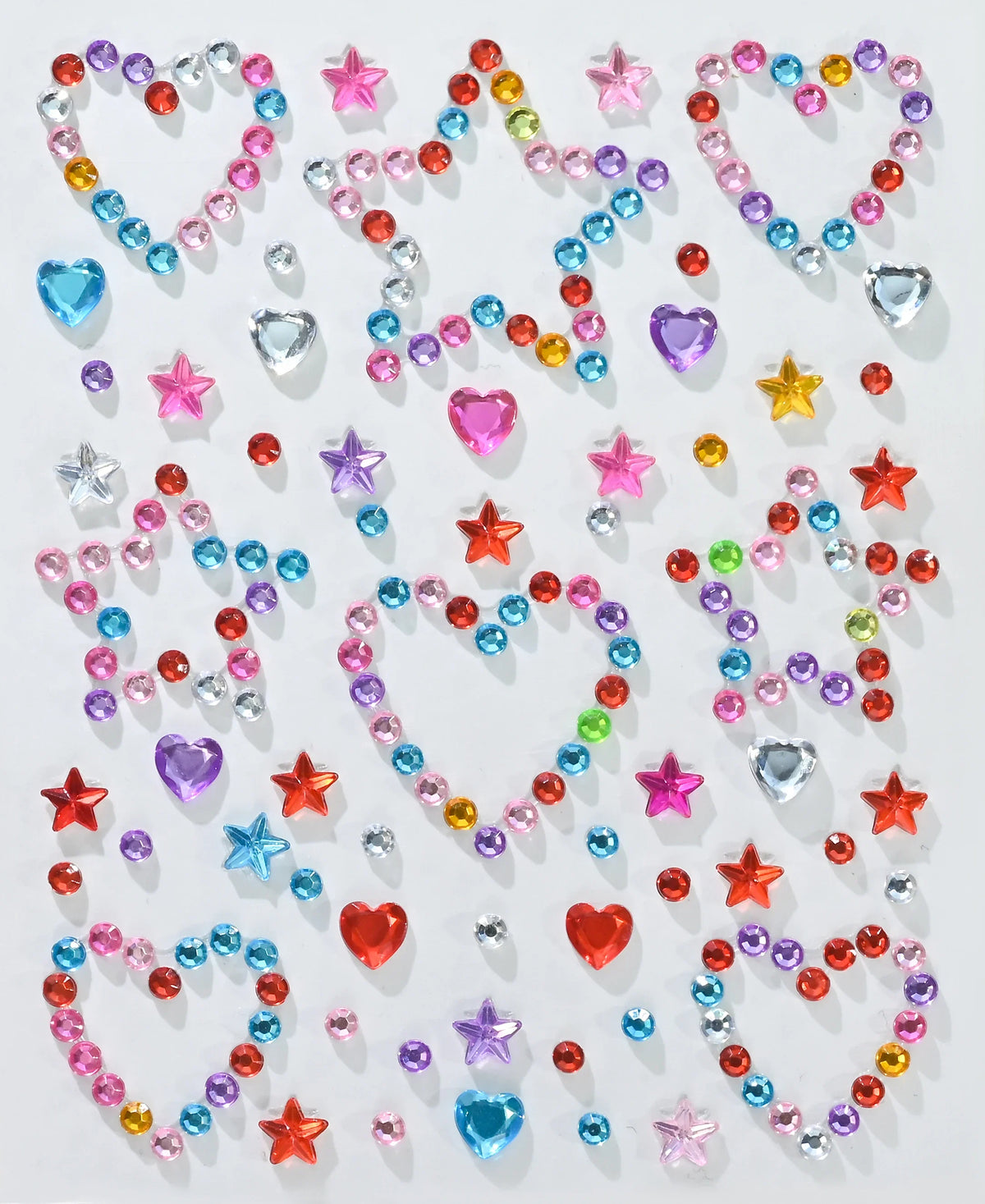 3D Rhinestone Face Stickers with Laser Hearts, Stars & Moons