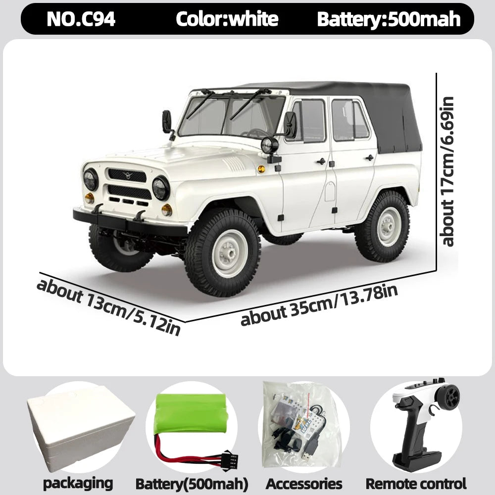 White WPL 1/12 scale 4WD off-road RC rock crawler truck with accessories and battery