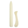 A white plastic bone folder set for paper creasing and folding crafts, showing a long tool and a curved tool.