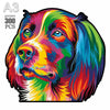 A vibrant, colorful illustration of a puppy dog's head in a portrait style.