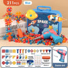 Blue dinosaur drill and screw building toy set with an electric drill and various components