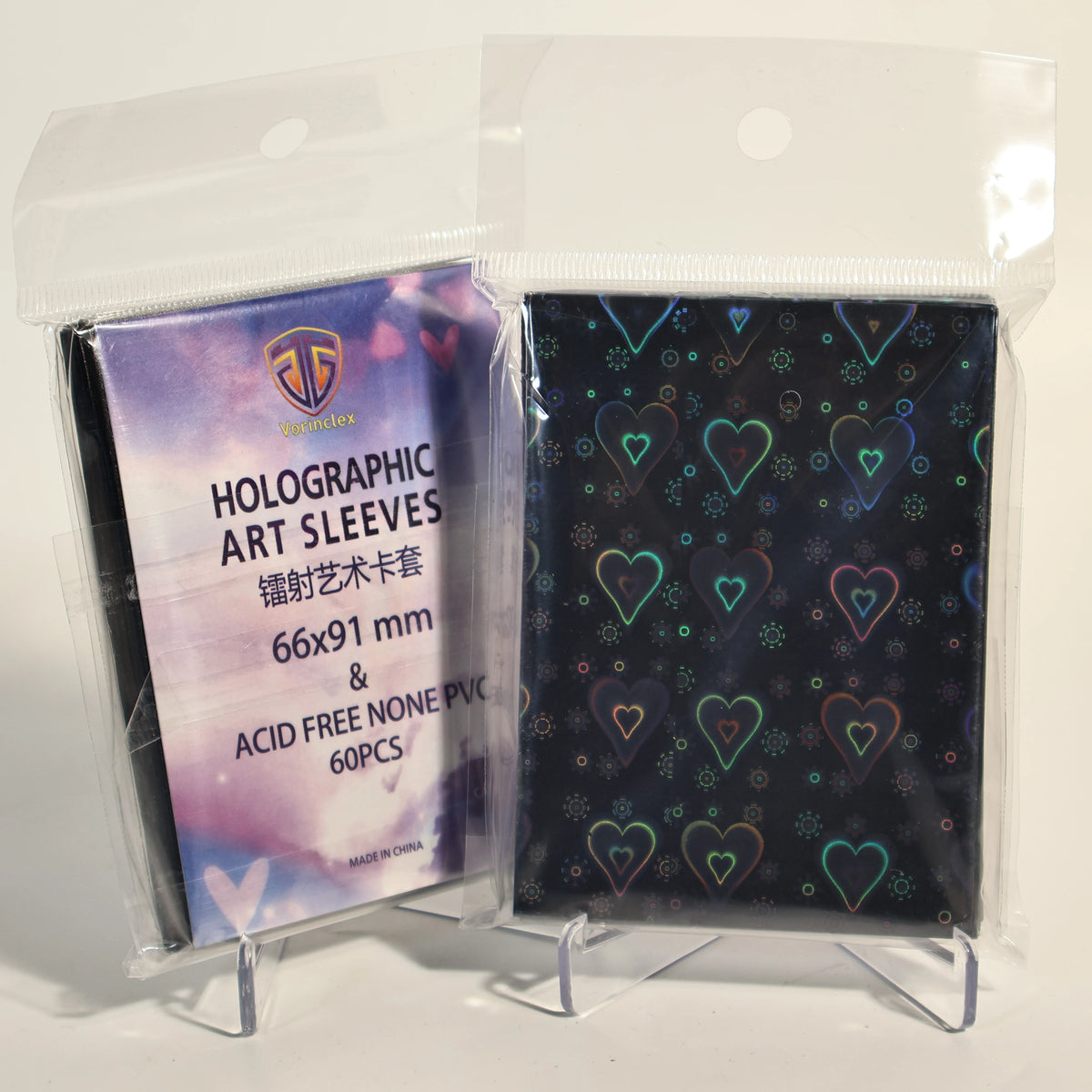 Holographic Heart-Shaped Card Sleeves (60-Pack) – Acid-Free Protectors for TCG & Collectible Cards