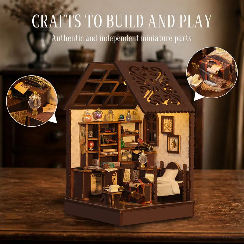 DIY Wooden Miniature House Kit with LED Lighting