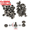 A collection of 100 sets of 6x8mm metal tags and a single 6mm tag for crafts and sewing.