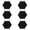 A set of black foldable PU leather hexagonal dice tray for tabletop games and desk organization.