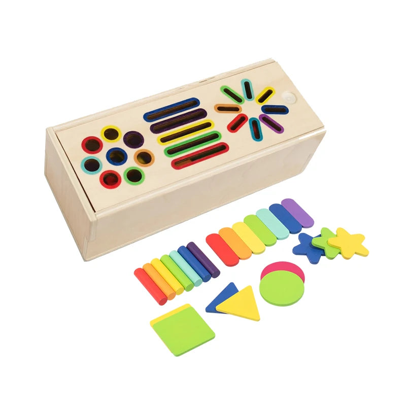 Wooden Color and Shape Sorting Box for Early Learning
