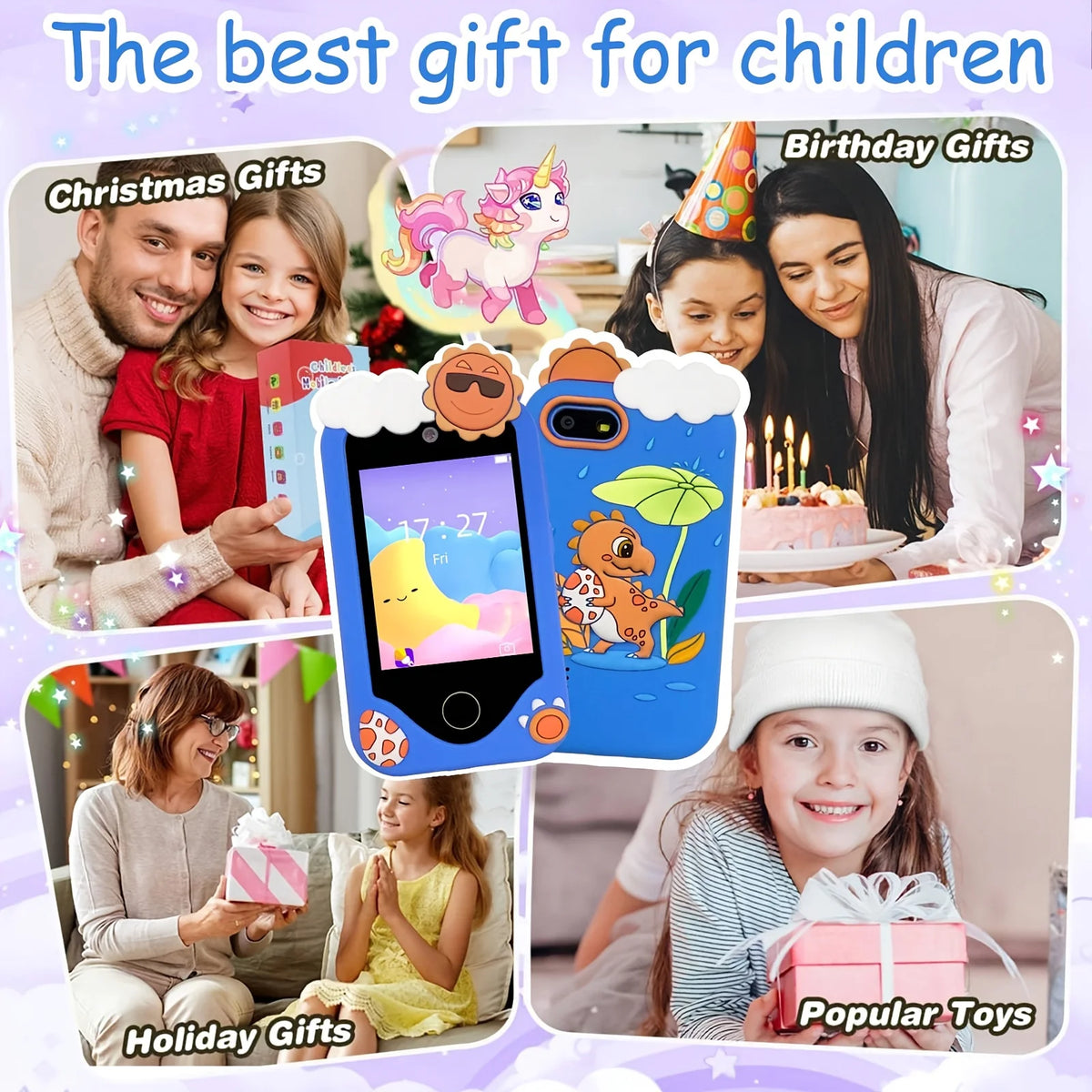 Kids' Smart Phone Toy with Dual Camera and 28 Learning Games