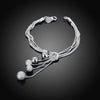 Elegant sterling silver snake chain bracelet for women with small silver charms