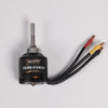 A black motor labeled 3536-KV850 with a metal shaft and wires, used as replacement parts for an RC airplane.