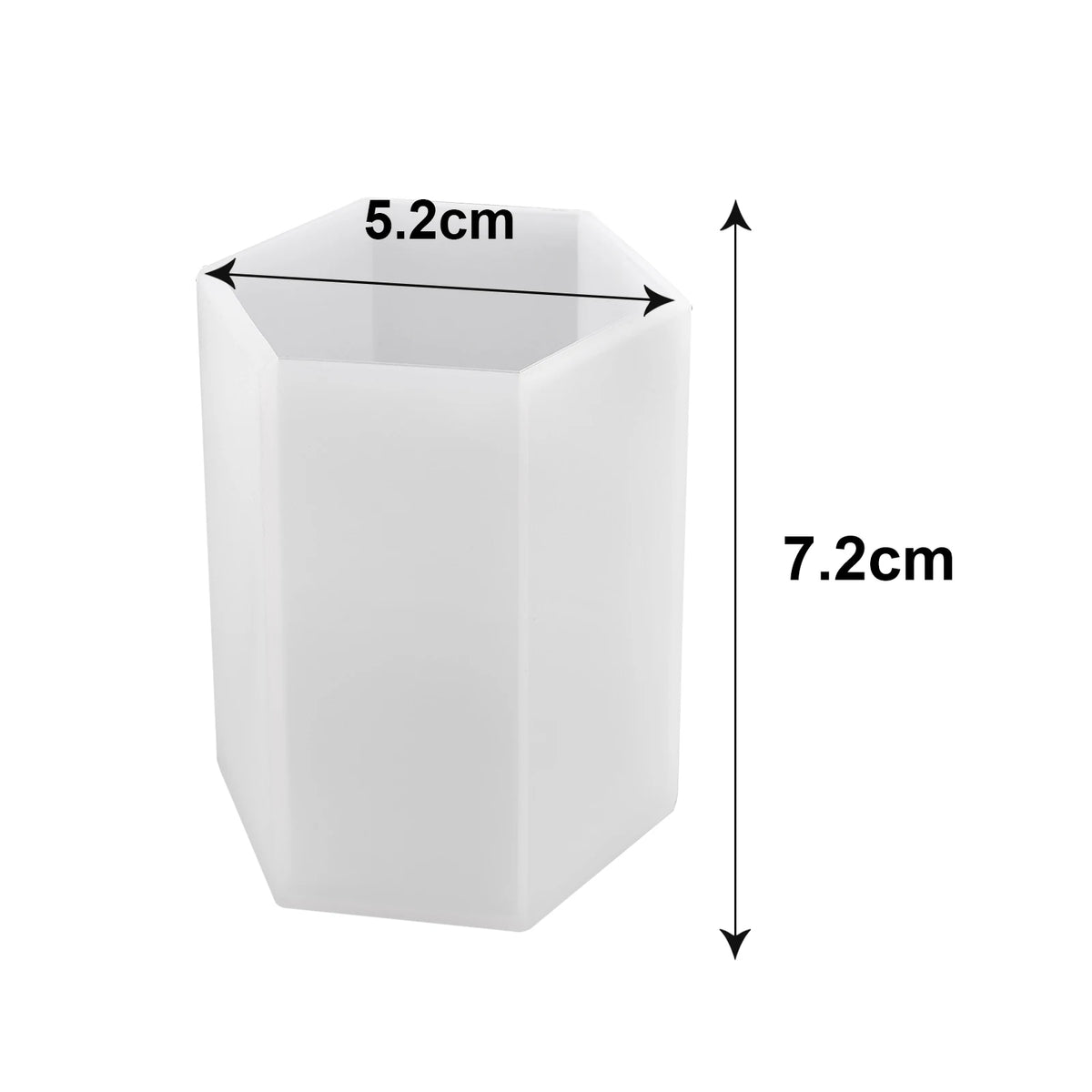 White geometric resin casting mold with dimensions 5.2cm wide and 7.2cm high