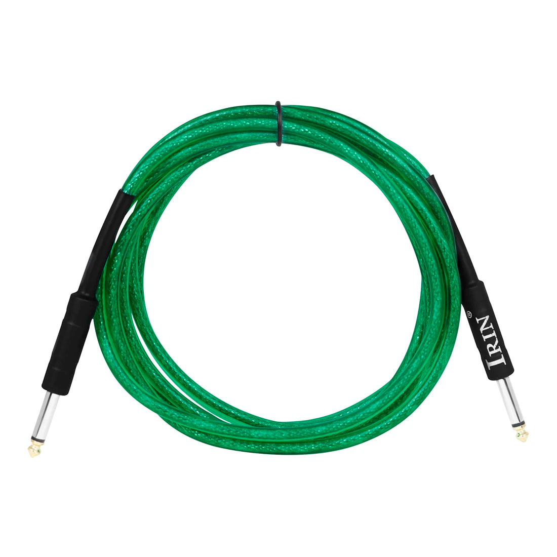 Green professional instrument cable with noise reduction shielding and connectors