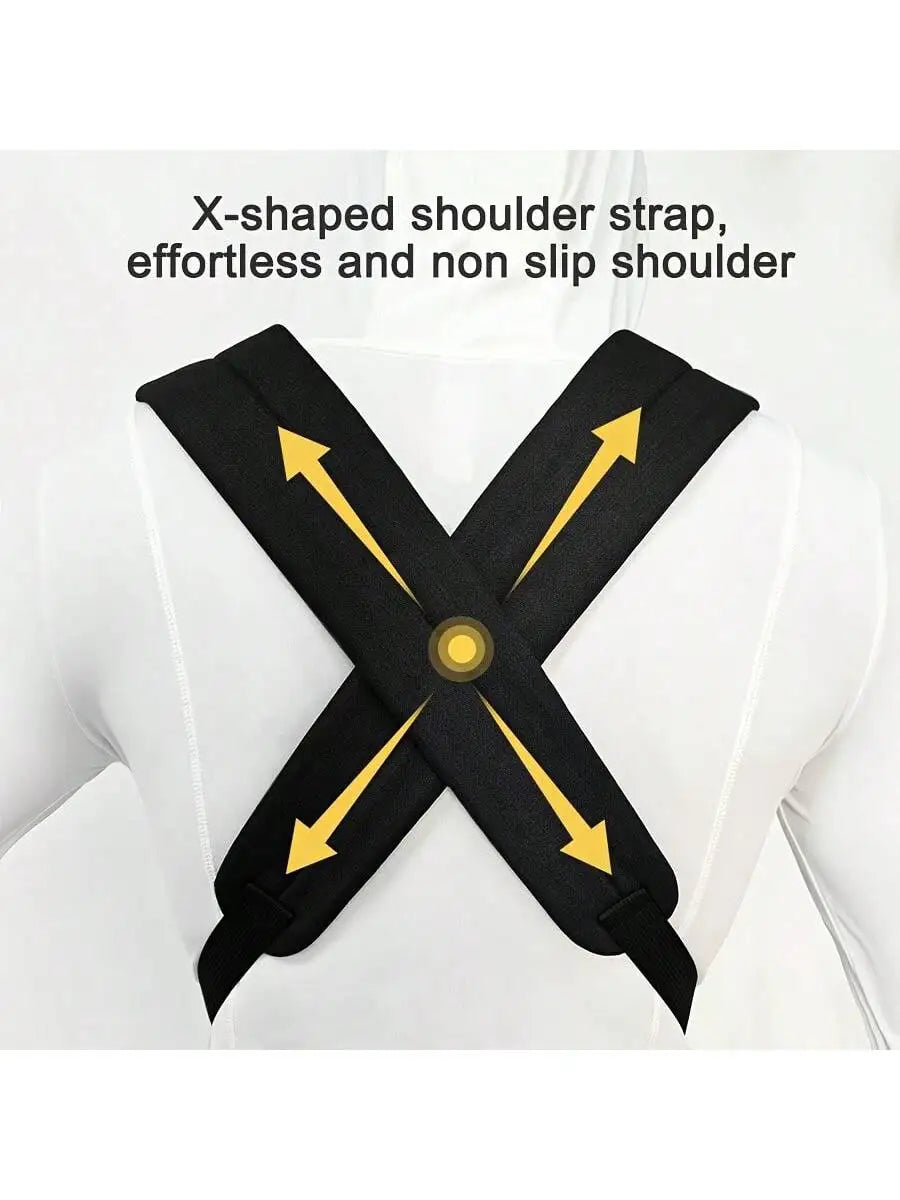 Black X-shaped shoulder strap for an effortless and non-slip shoulder on a baby carrier.