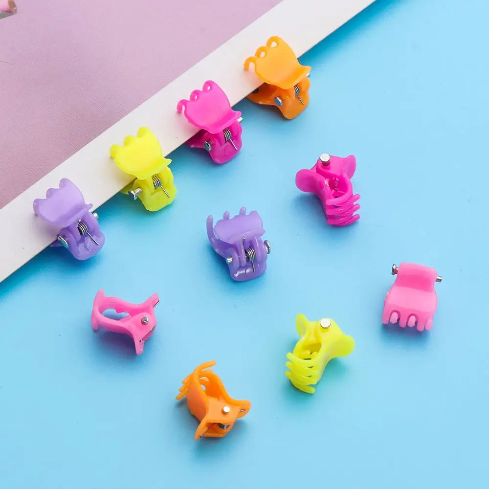 Mini Pastel Plastic Hair Clips for Dolls (10-Piece Set)