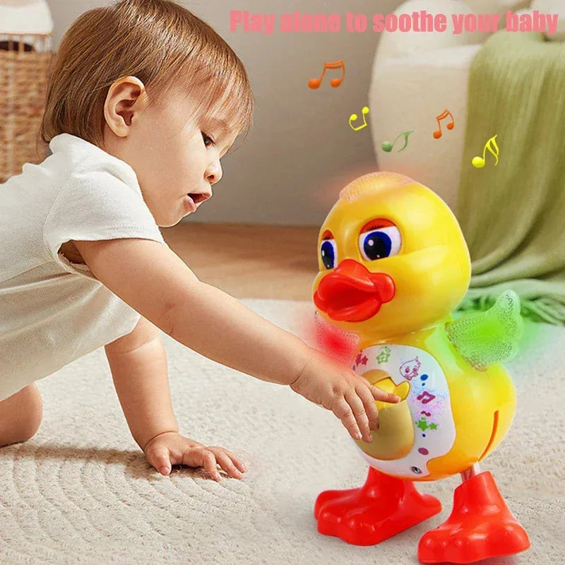 Electric Dancing Duck Toy with Music and Light-Up Eyes