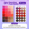 A set of 24 colors of fuse beads arranged in a grid for DIY craft projects