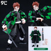 A fully articulated 14cm action figure of Jujutsu Kaisen Yuji Itadori in a black and green plaid outfit.