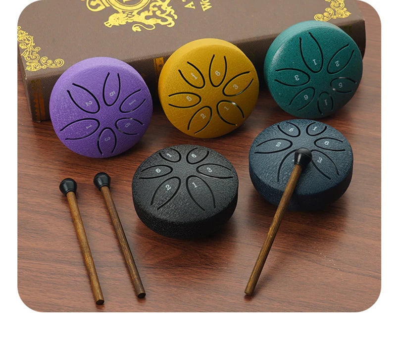 Mini Steel Tongue Drum with Mallet – 6 Notes, Portable Hand Pan for Meditation & Yoga