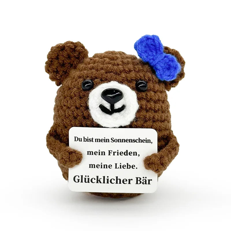 Handwoven Bear Emotional Support Doll – Cute Crochet Desk Companion