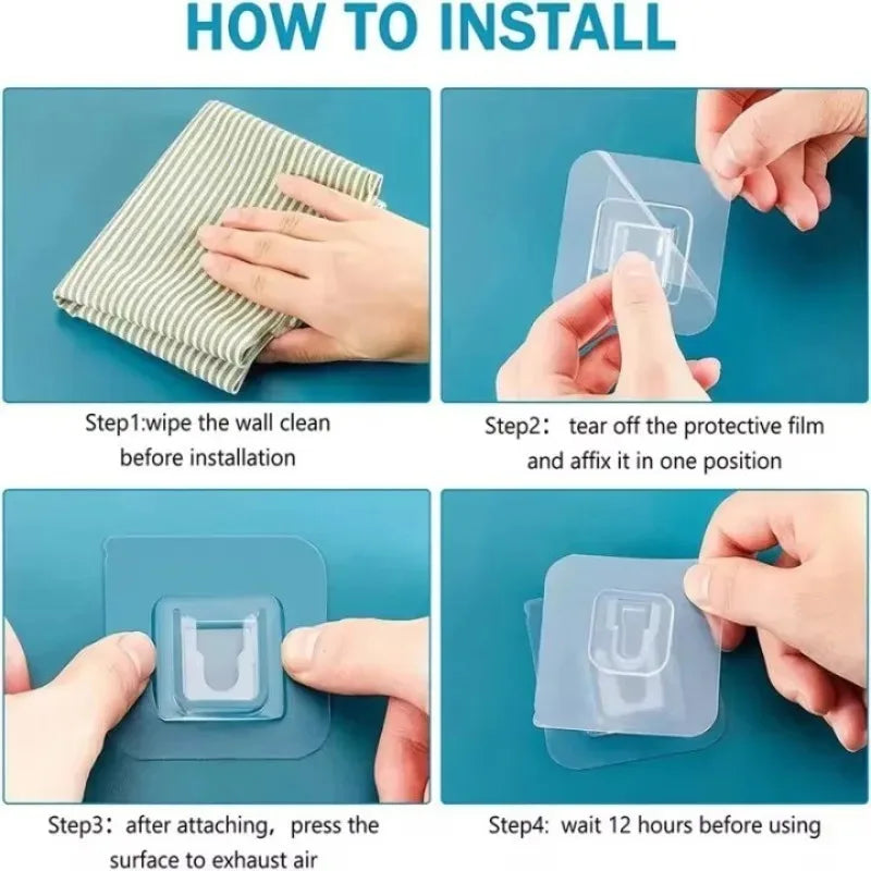 Clear Double-Sided Adhesive Wall Hooks