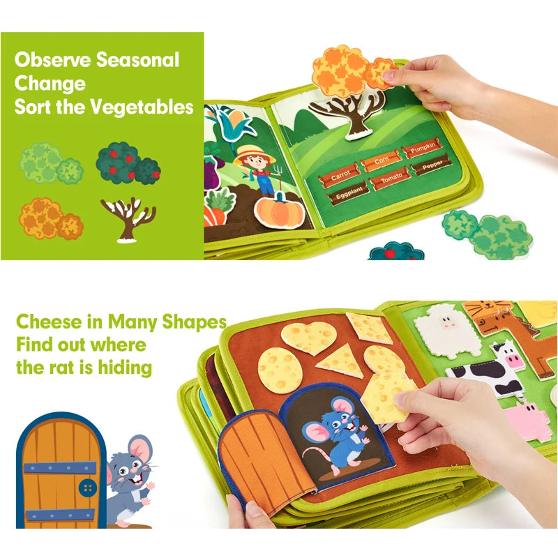 Soft Felt Farm Animal Busy Book for Toddlers